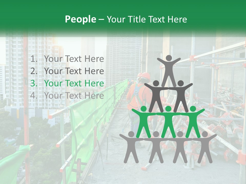 A Construction Worker On Top Of A Building PowerPoint Template