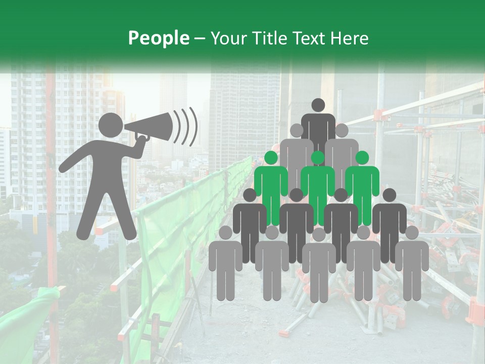 A Construction Worker On Top Of A Building PowerPoint Template