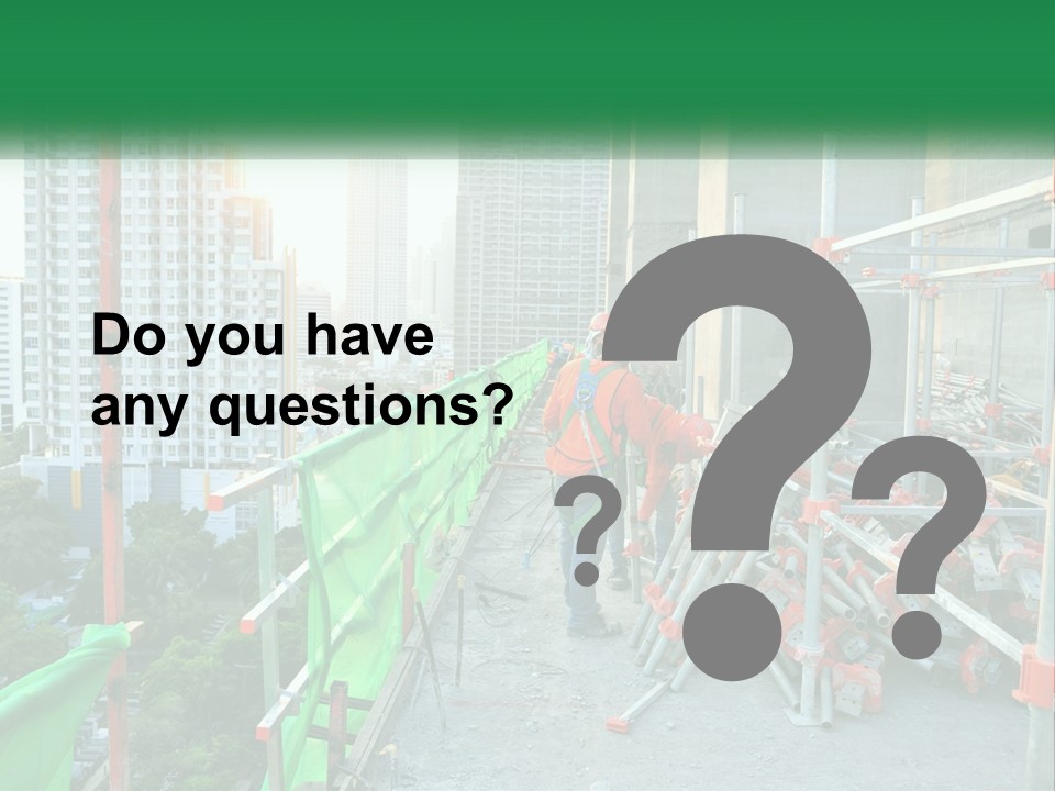 A Construction Worker On Top Of A Building PowerPoint Template