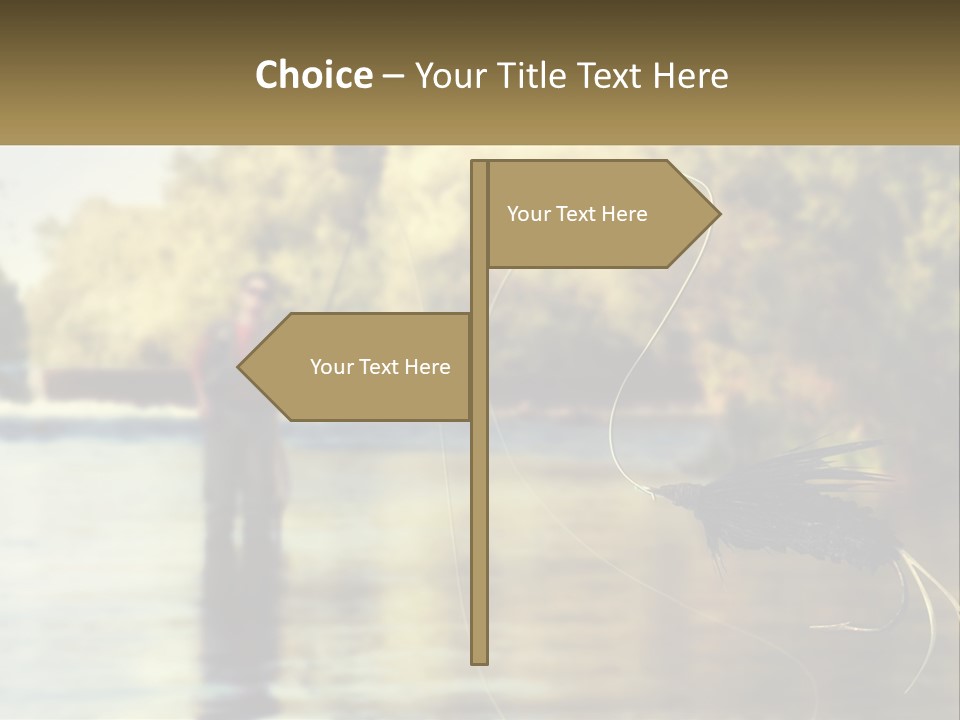 A Man Standing In A River Holding A Fish PowerPoint Template