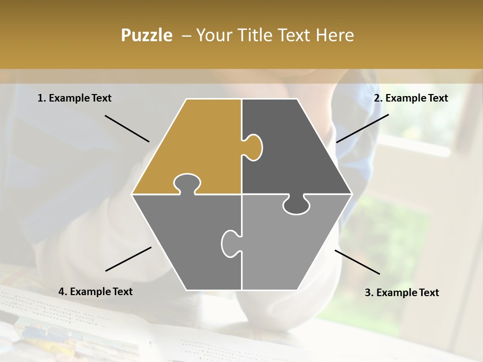 A Young Boy Reading A Book On Top Of A Table PowerPoint Template