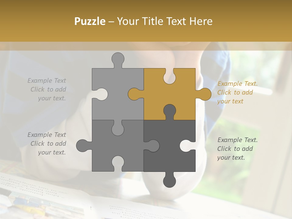 A Young Boy Reading A Book On Top Of A Table PowerPoint Template