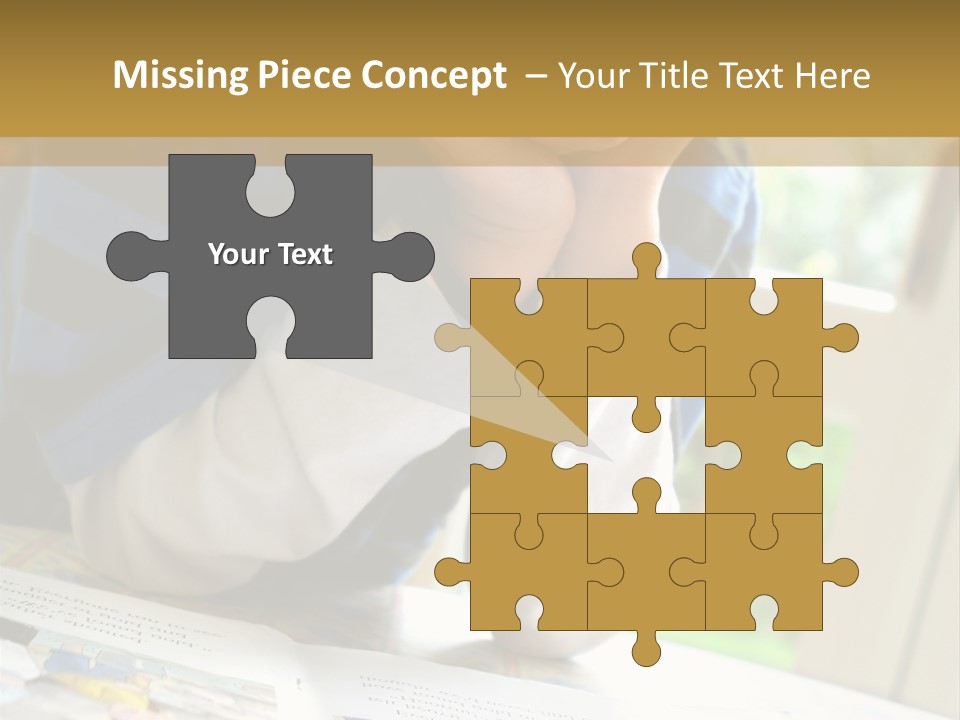 A Young Boy Reading A Book On Top Of A Table PowerPoint Template