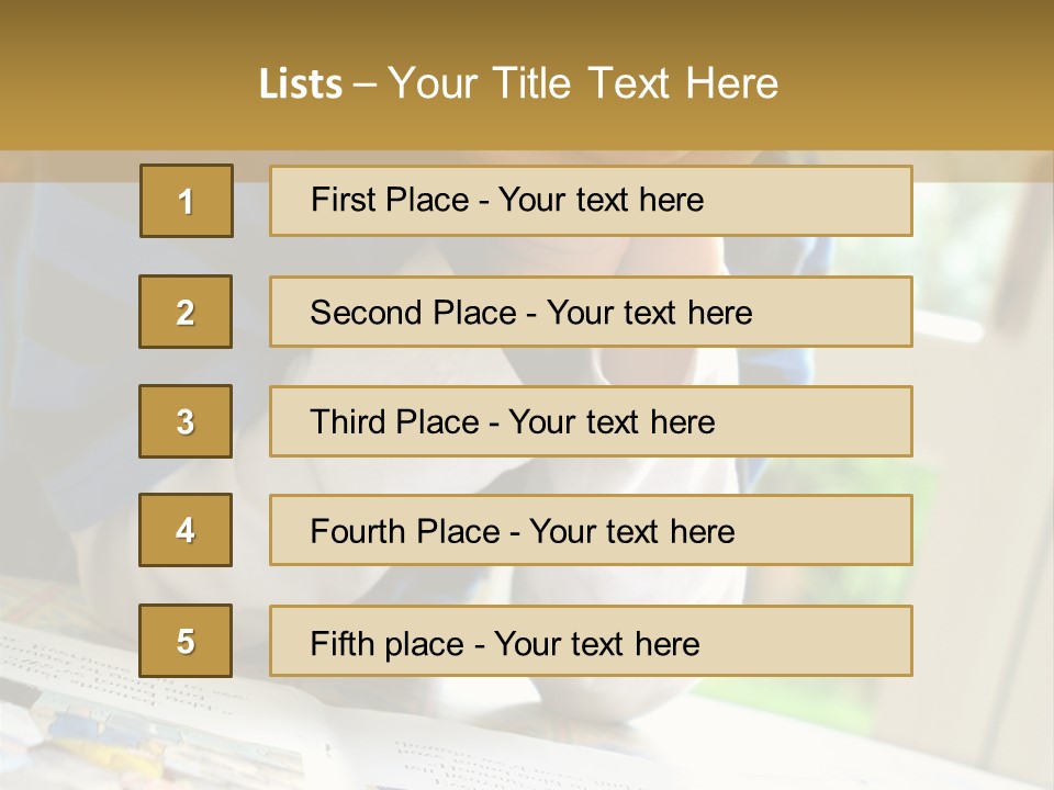 A Young Boy Reading A Book On Top Of A Table PowerPoint Template