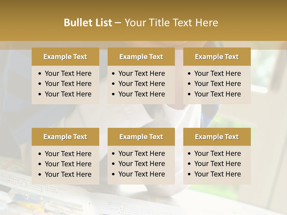 A Young Boy Reading A Book On Top Of A Table PowerPoint Template