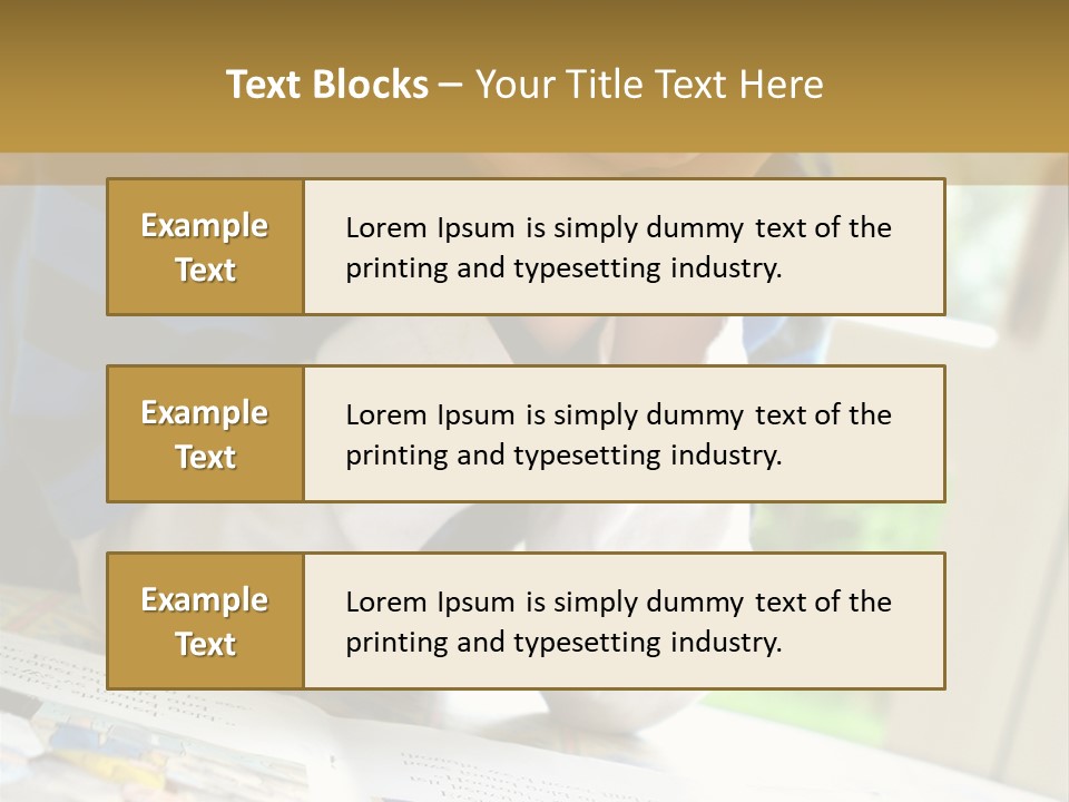 A Young Boy Reading A Book On Top Of A Table PowerPoint Template