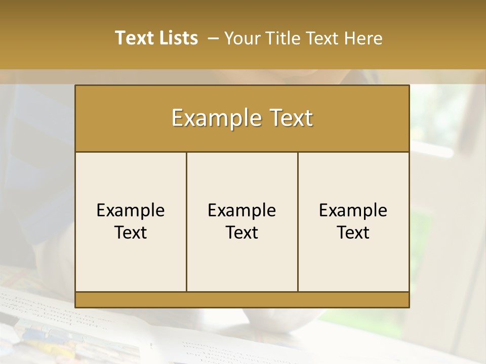 A Young Boy Reading A Book On Top Of A Table PowerPoint Template