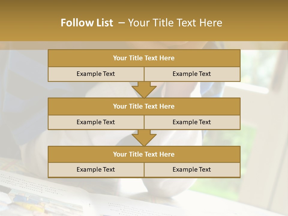 A Young Boy Reading A Book On Top Of A Table PowerPoint Template