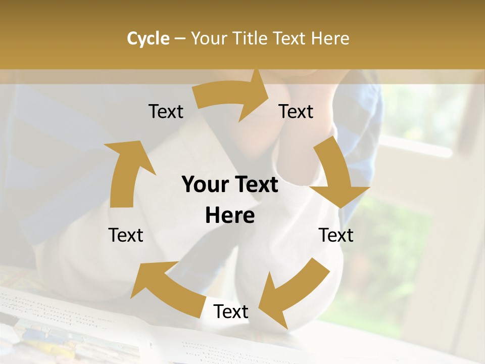 A Young Boy Reading A Book On Top Of A Table PowerPoint Template