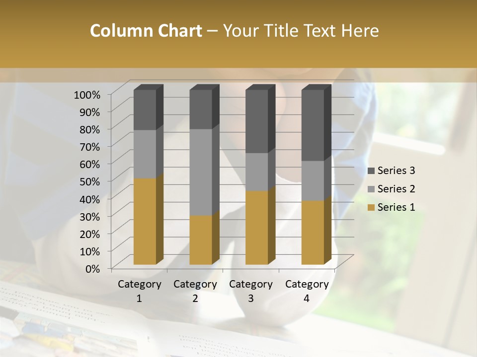 A Young Boy Reading A Book On Top Of A Table PowerPoint Template