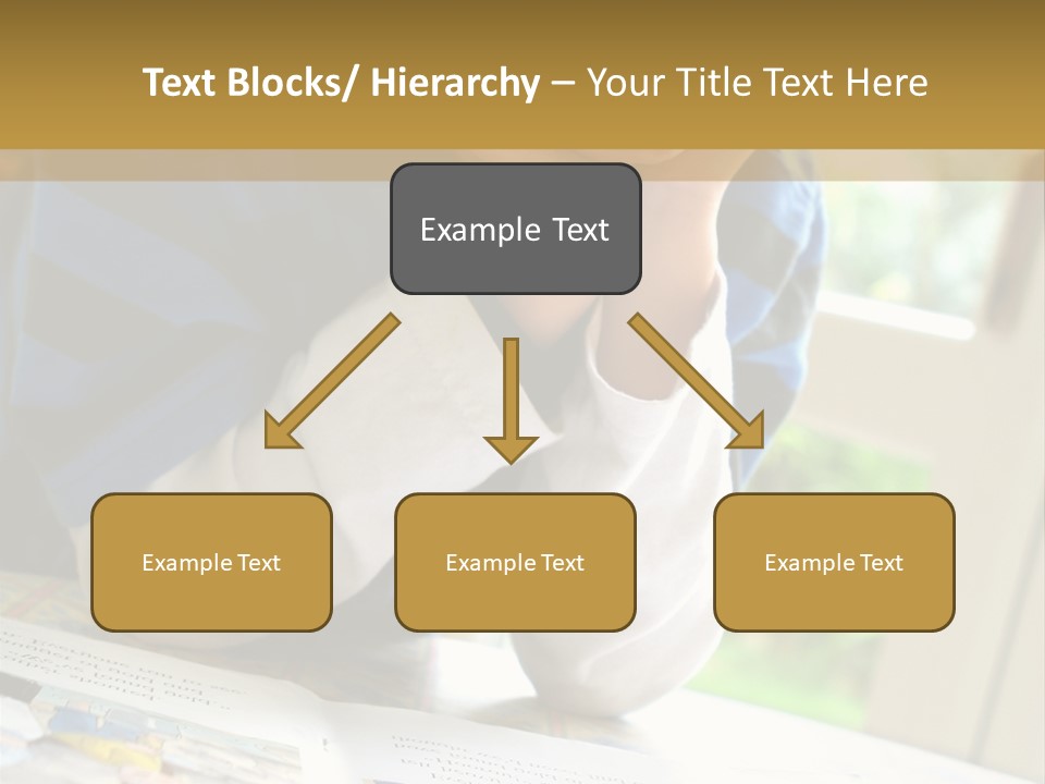 A Young Boy Reading A Book On Top Of A Table PowerPoint Template