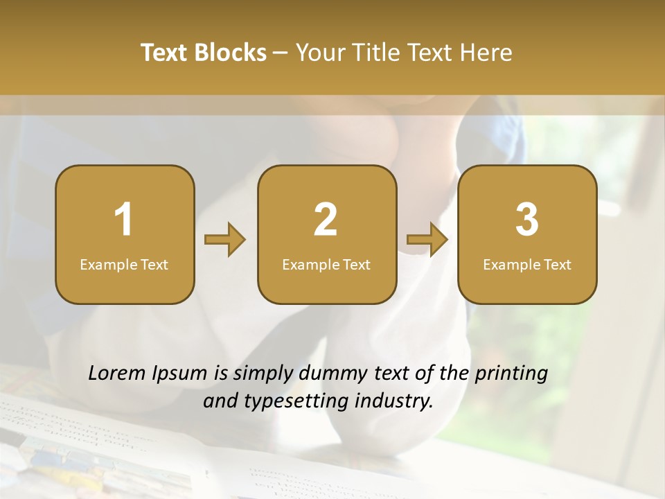 A Young Boy Reading A Book On Top Of A Table PowerPoint Template