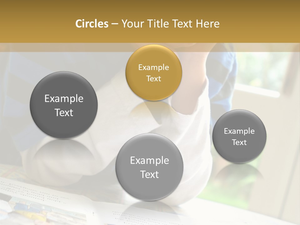 A Young Boy Reading A Book On Top Of A Table PowerPoint Template