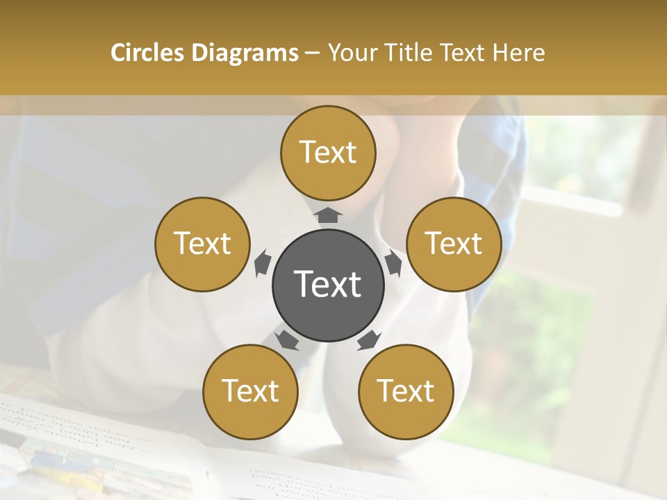 A Young Boy Reading A Book On Top Of A Table PowerPoint Template