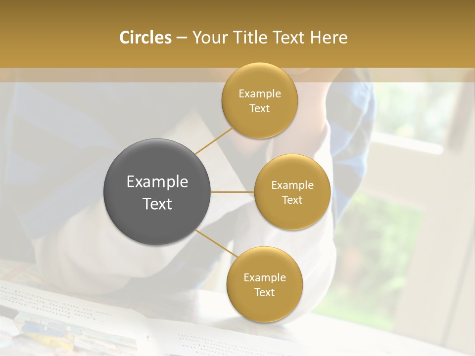 A Young Boy Reading A Book On Top Of A Table PowerPoint Template