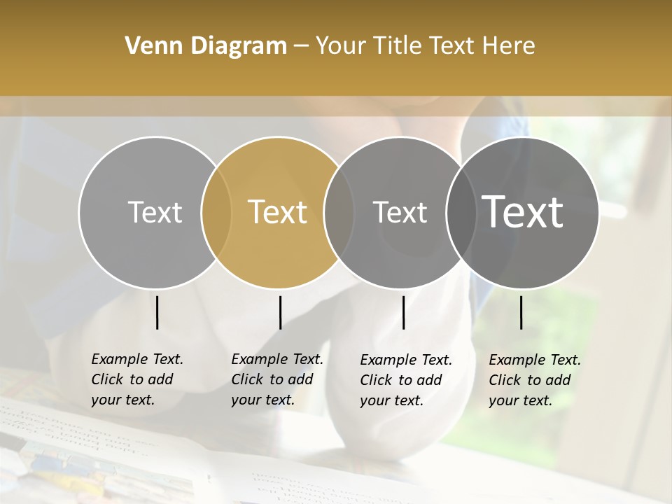 A Young Boy Reading A Book On Top Of A Table PowerPoint Template
