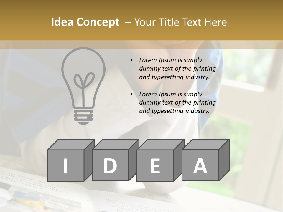 A Young Boy Reading A Book On Top Of A Table PowerPoint Template