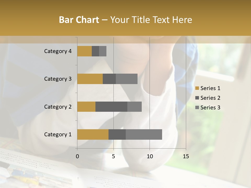 A Young Boy Reading A Book On Top Of A Table PowerPoint Template