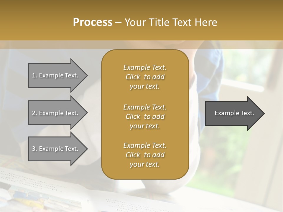 A Young Boy Reading A Book On Top Of A Table PowerPoint Template