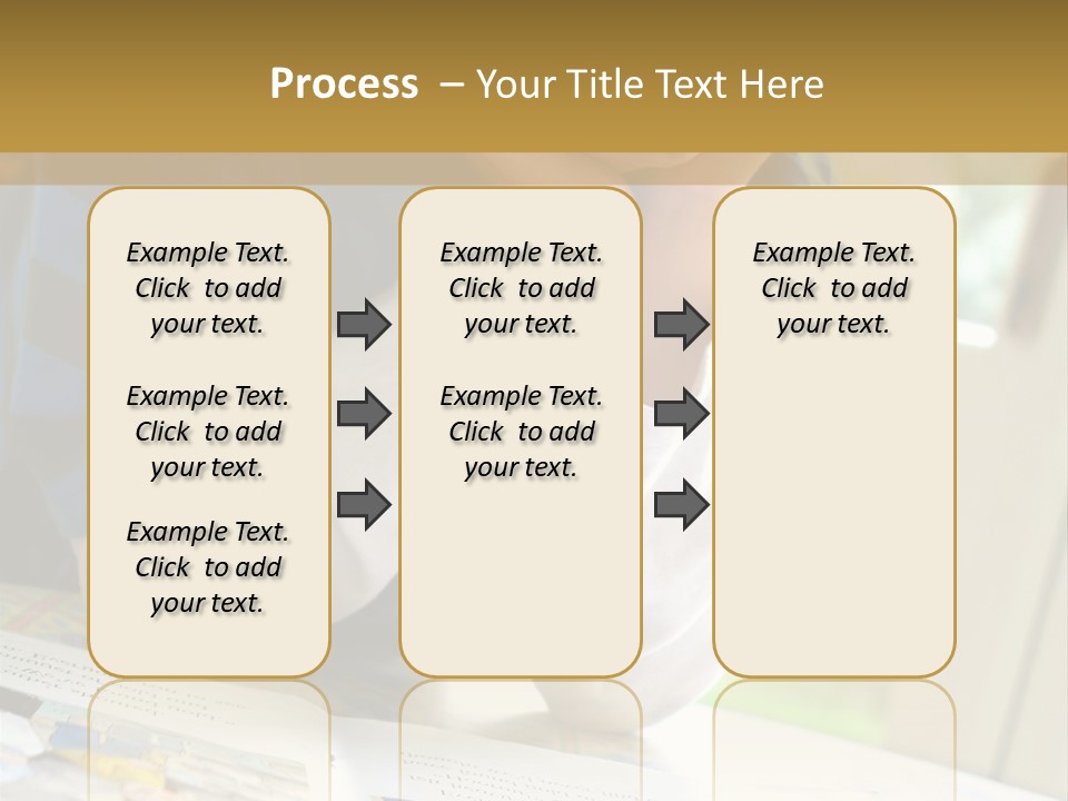 A Young Boy Reading A Book On Top Of A Table PowerPoint Template