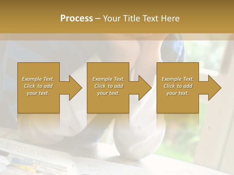 A Young Boy Reading A Book On Top Of A Table PowerPoint Template