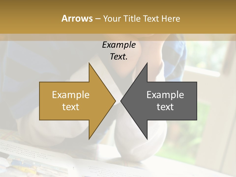A Young Boy Reading A Book On Top Of A Table PowerPoint Template