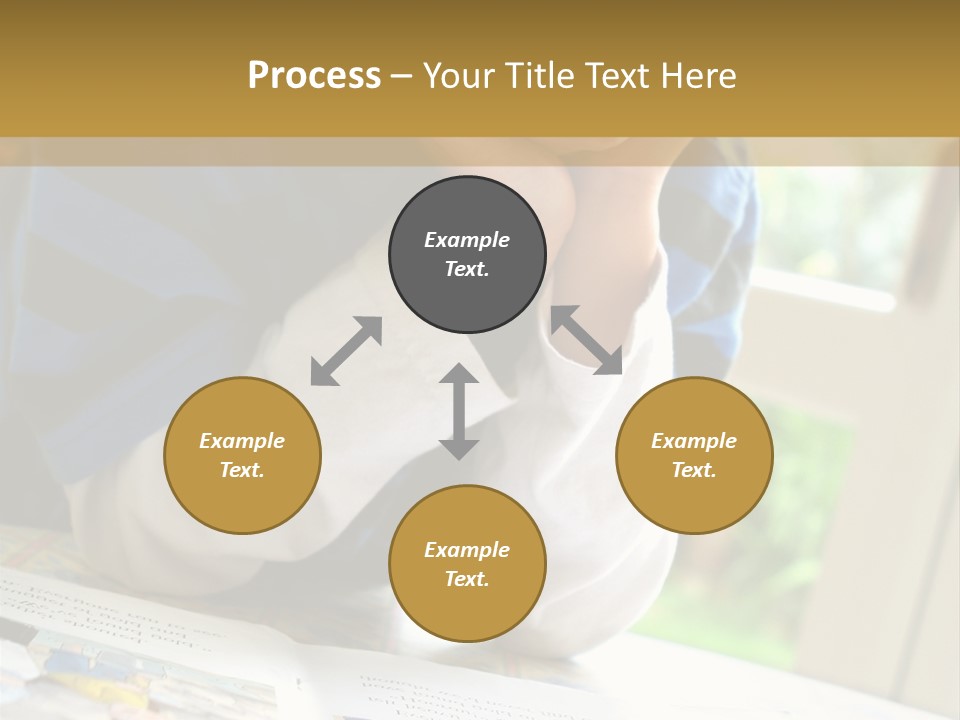 A Young Boy Reading A Book On Top Of A Table PowerPoint Template