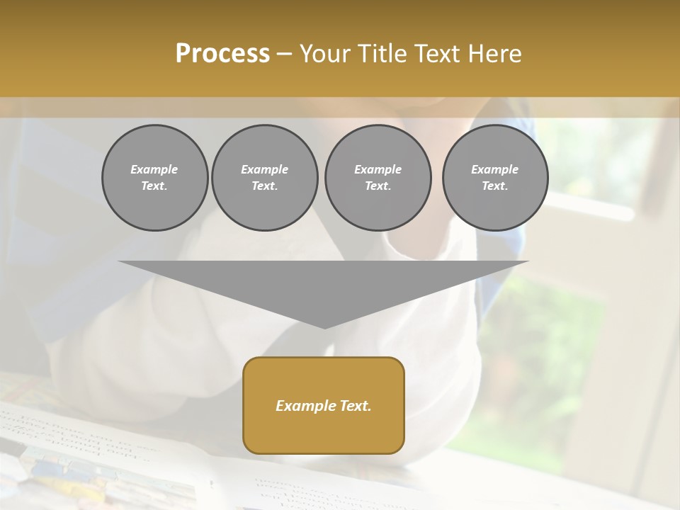 A Young Boy Reading A Book On Top Of A Table PowerPoint Template