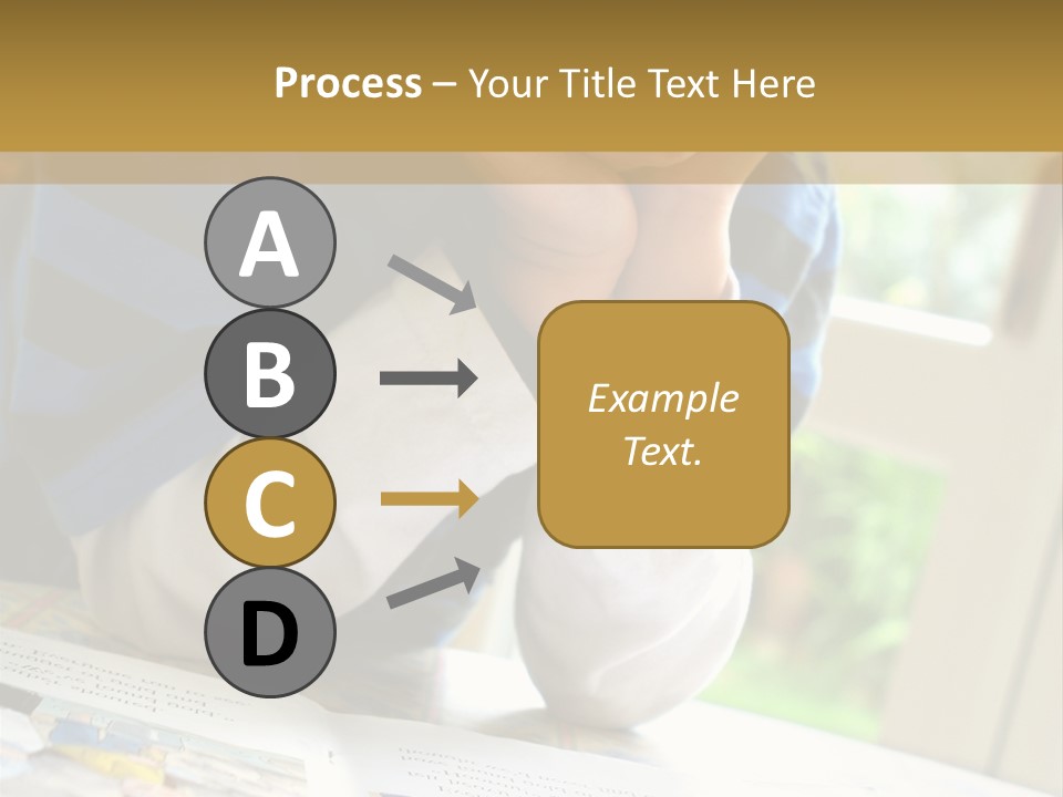 A Young Boy Reading A Book On Top Of A Table PowerPoint Template