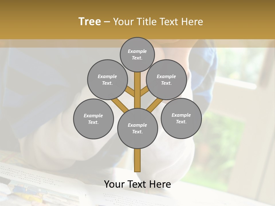 A Young Boy Reading A Book On Top Of A Table PowerPoint Template