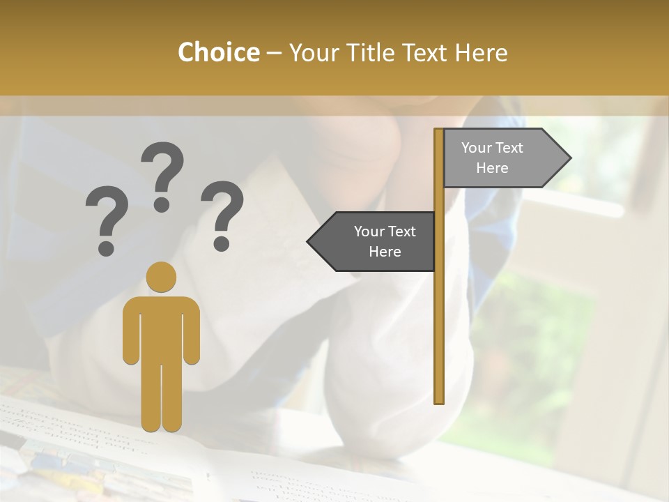A Young Boy Reading A Book On Top Of A Table PowerPoint Template