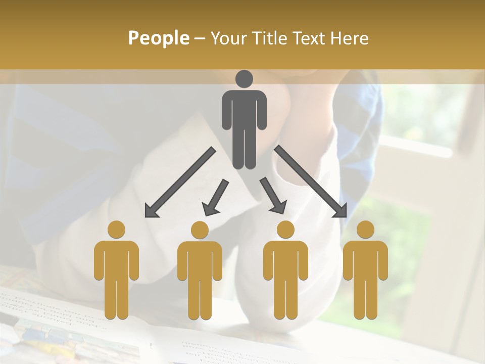 A Young Boy Reading A Book On Top Of A Table PowerPoint Template