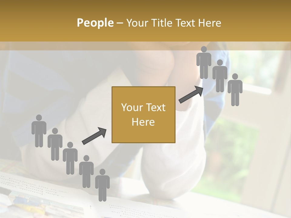 A Young Boy Reading A Book On Top Of A Table PowerPoint Template