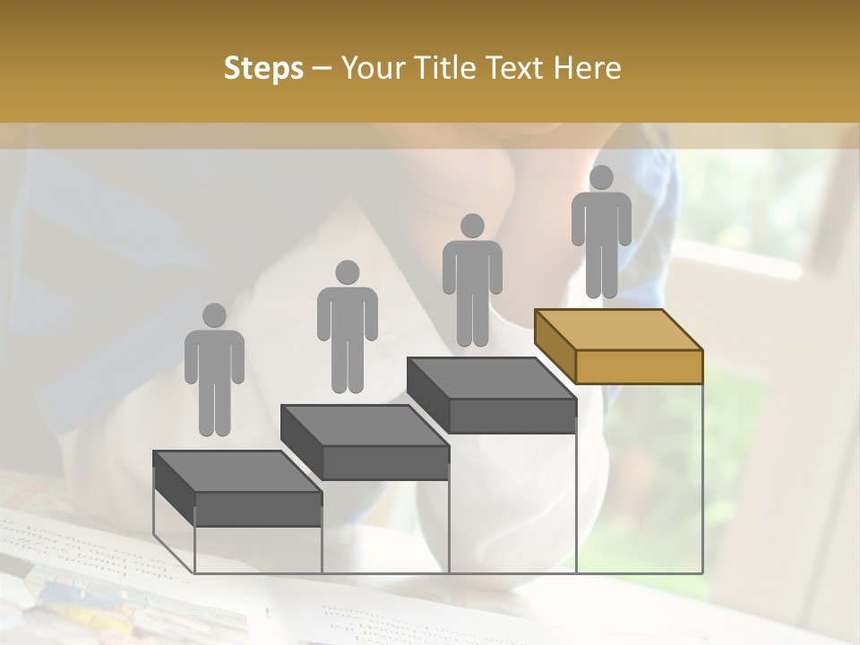 A Young Boy Reading A Book On Top Of A Table PowerPoint Template