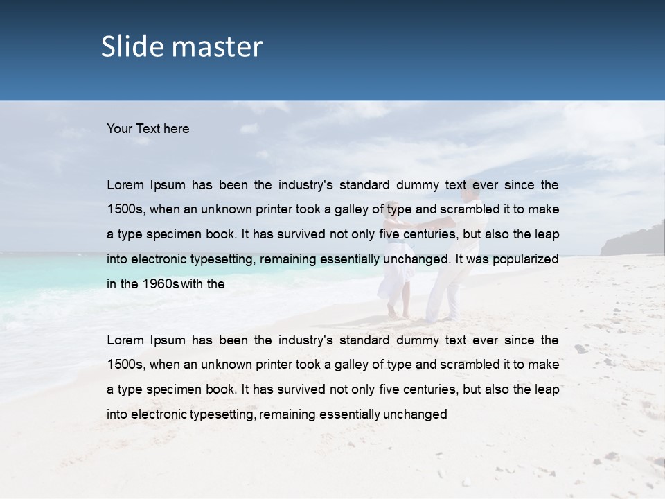 A Man And Woman On A Beach Holding Hands PowerPoint Template