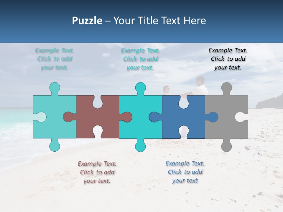 A Man And Woman On A Beach Holding Hands PowerPoint Template