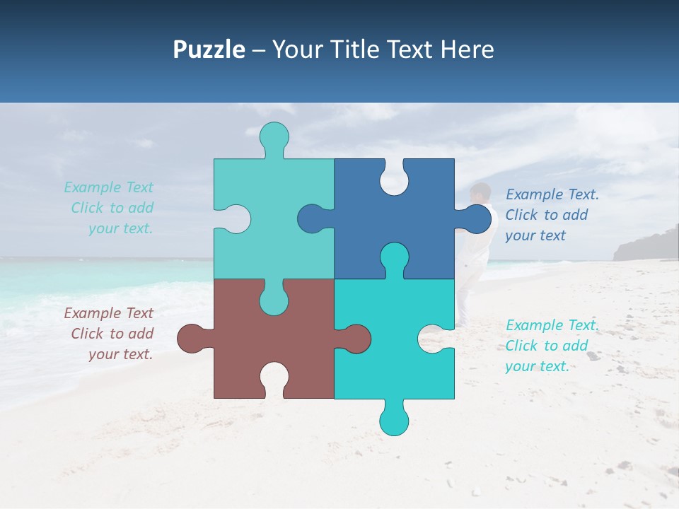 A Man And Woman On A Beach Holding Hands PowerPoint Template