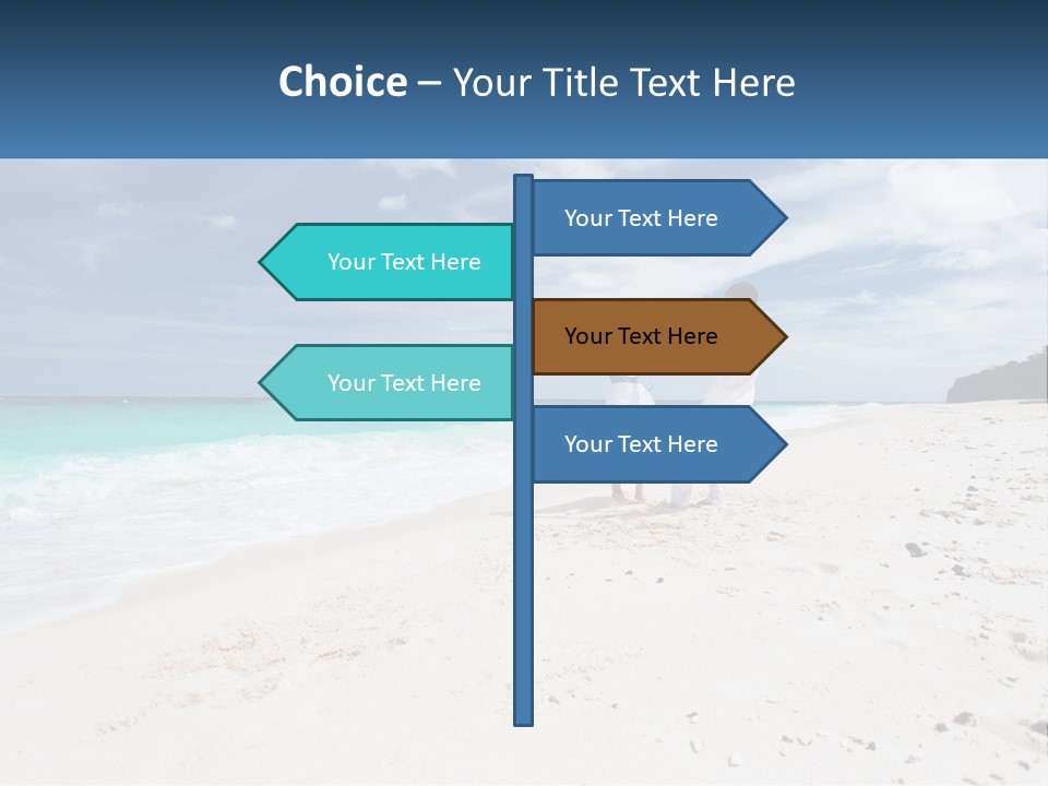 A Man And Woman On A Beach Holding Hands PowerPoint Template