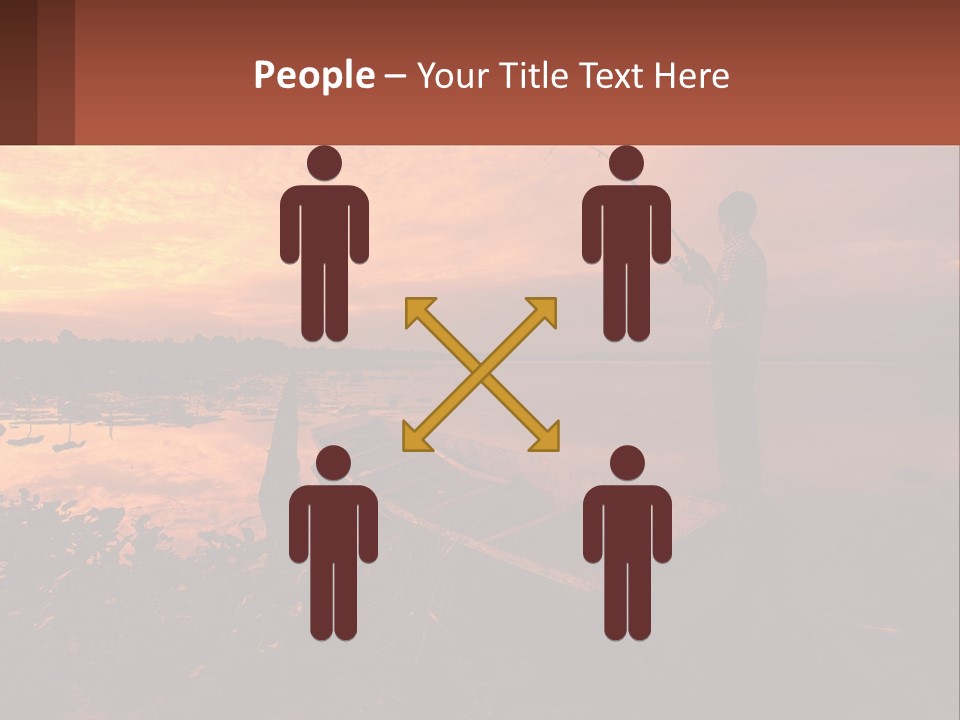 A Man Standing On A Boat Holding A Fishing Pole PowerPoint Template