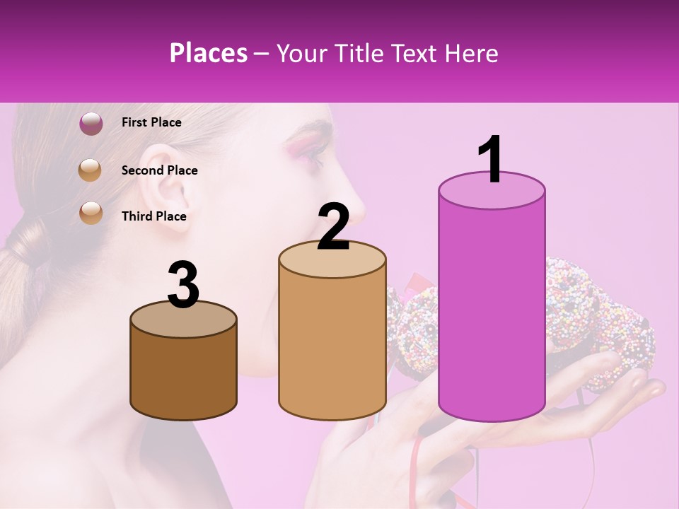 A Woman Biting Into A Donut With Sprinkles On It PowerPoint Template