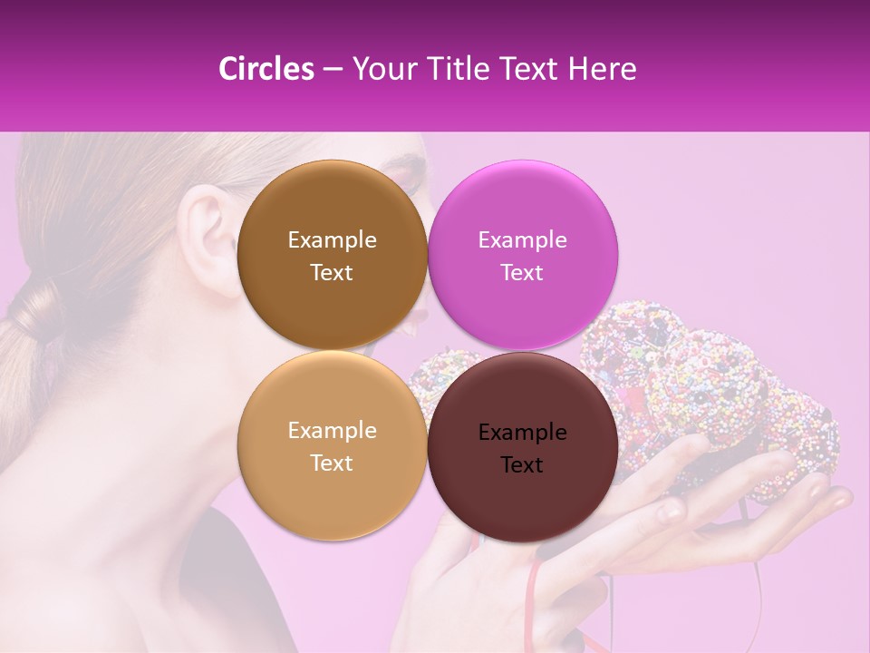 A Woman Biting Into A Donut With Sprinkles On It PowerPoint Template