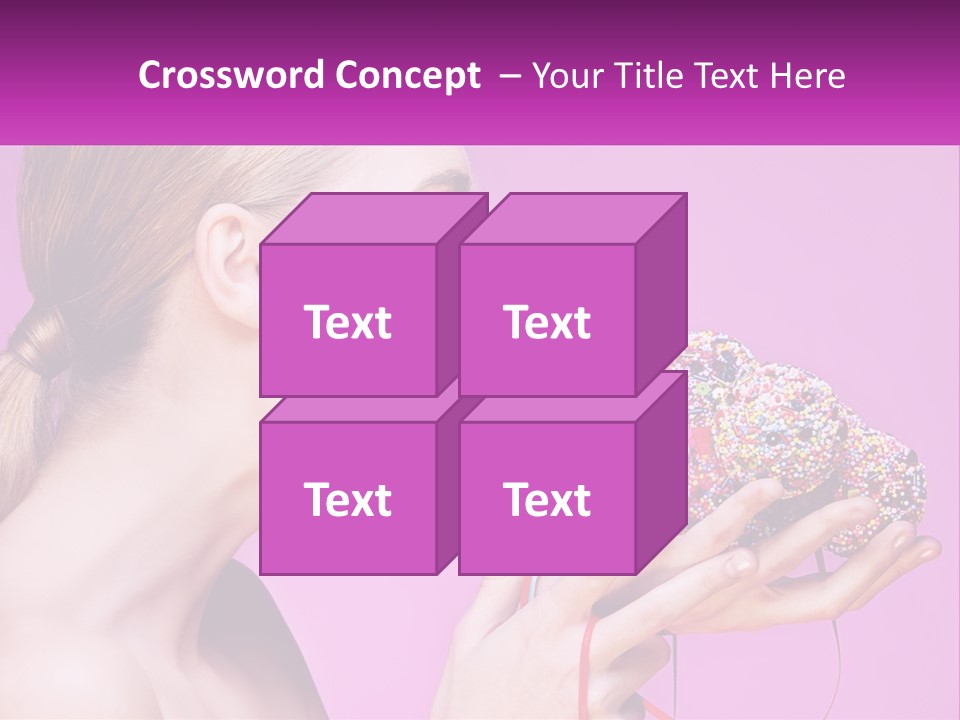 A Woman Biting Into A Donut With Sprinkles On It PowerPoint Template