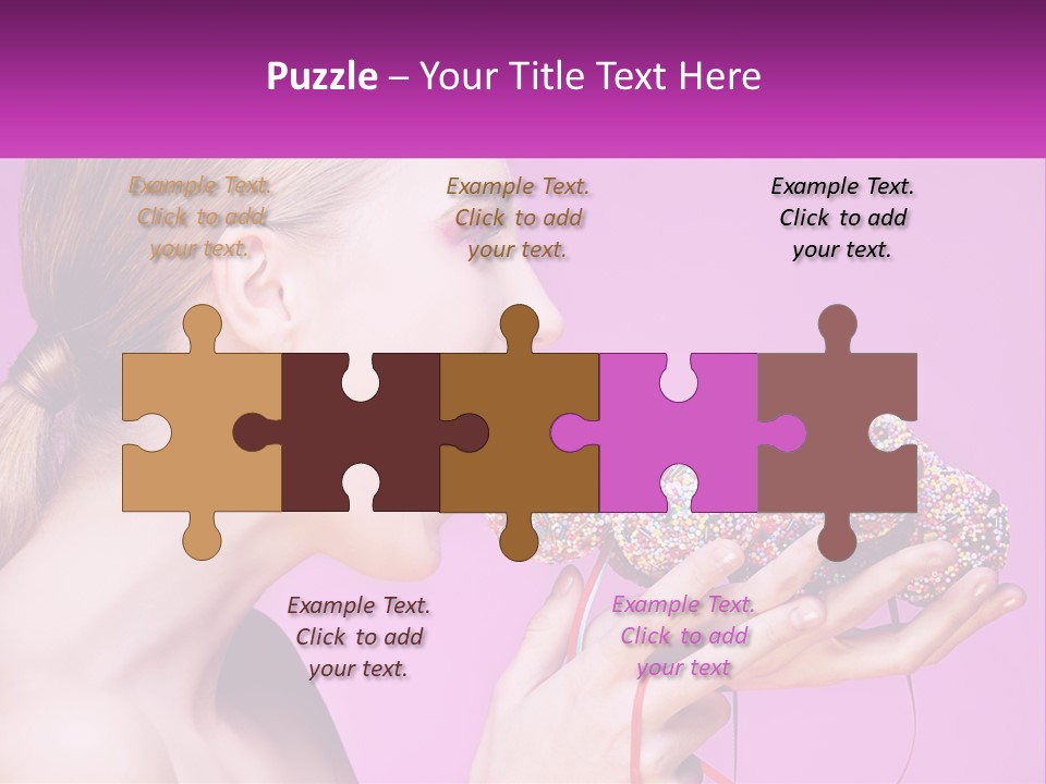 A Woman Biting Into A Donut With Sprinkles On It PowerPoint Template