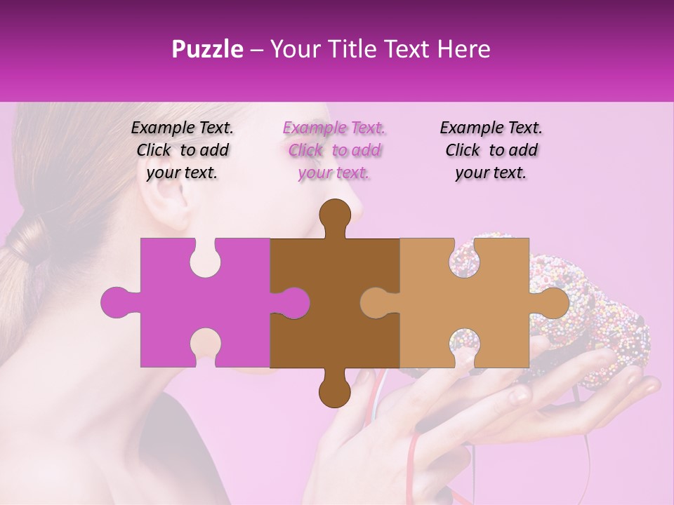 A Woman Biting Into A Donut With Sprinkles On It PowerPoint Template