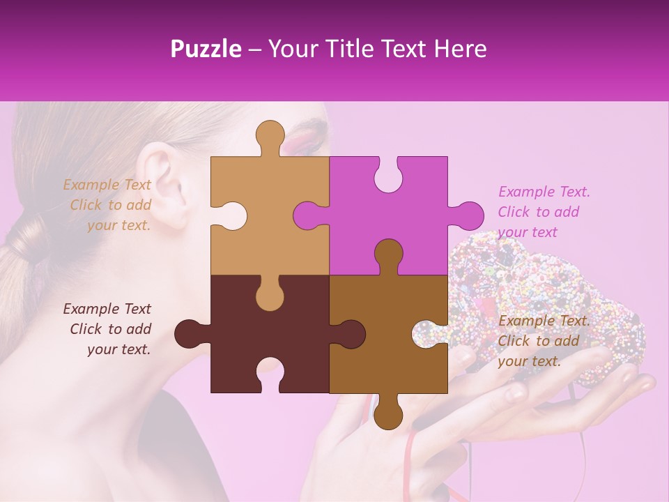 A Woman Biting Into A Donut With Sprinkles On It PowerPoint Template