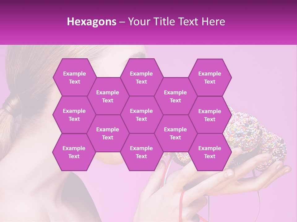 A Woman Biting Into A Donut With Sprinkles On It PowerPoint Template