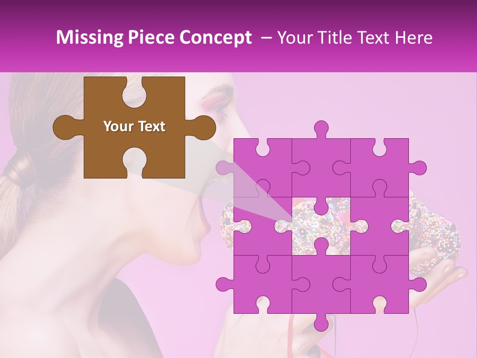 A Woman Biting Into A Donut With Sprinkles On It PowerPoint Template