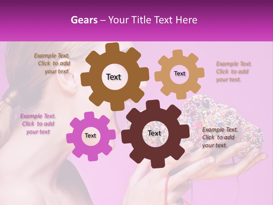 A Woman Biting Into A Donut With Sprinkles On It PowerPoint Template