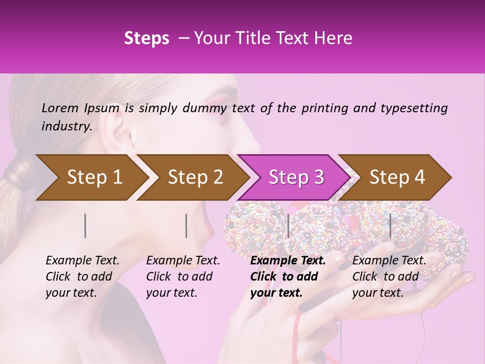 A Woman Biting Into A Donut With Sprinkles On It PowerPoint Template