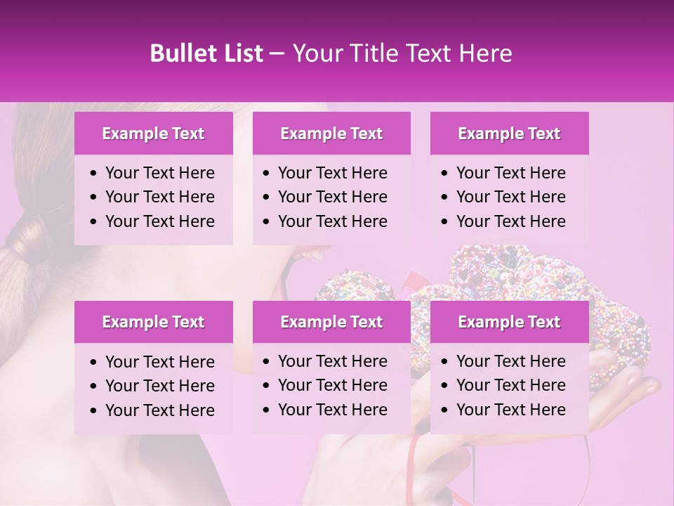 A Woman Biting Into A Donut With Sprinkles On It PowerPoint Template